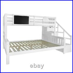 4.6FT Bunk Bed Kids Bunk Bed With Storage Stairs Small Blackboard Guardrail