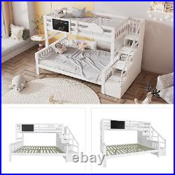 4.6FT Bunk Bed Kids Bunk Bed With Storage Stairs Small Blackboard Guardrail