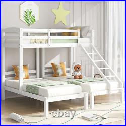 90x200 Table Triple Sleepers Solid Pine Wood Bunk Bed Kids Bed Frame 3FT White