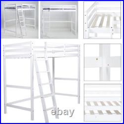 97CM Single Wooden Loft Bed Space-Saving Bed Frame High Sleeper Bunk Bed White