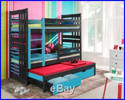 Amazing Bunk Bed RONALDO 3 Triple Kids Sleeper Children Bed Custom Colours 3ft