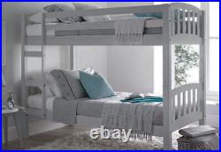 America 2FT6 x 6FT3 Small Single Dove Grey Wooden Bunk Bed + 2 Free Mattresses