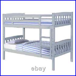 Ashbrook Solid Wood 3FT Single Bunk Bed in Grey Or White Splits into two beds