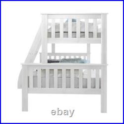 Atlantis White Finish Solid Pine Wooden Triple Bunk Bed Frame and Mattresses