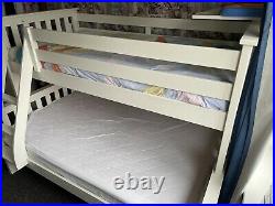 Atlantis White Finish Solid Pine Wooden Triple Bunk Bed Frame and Mattresses