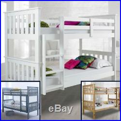 Atlantis Wood Bunk Bed 3ft Single with 4 Mattress and 2 Colour Options