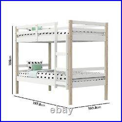 Axel Bunk Bed in White and Pine Splits into 2 Single Beds