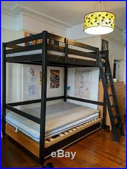 BLACK Ikea Stora Double Loft Bed Frame Bunk High Sleeper Mezzanine