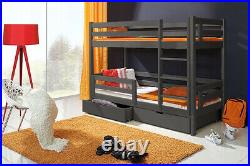 BUNK BEDS GREY Pine WOODEN Childrens Kids Mattresses High sleeper frame 3ft