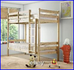Beautiful Classic Wooden Bunk Bed 3ft Single Solid Pine Base Twin Ded UK SALE