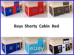 Bed Shorty Cabin 2FT 6 Bed Mid sleeper Loft Bunk Kids New White Natural Pine