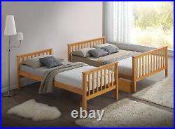 Beech Three Sleeper Bunk Bed Bottom Bed is 4'6ft Double, Top Bed is 3ft Single