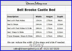 Bell Brooke, Castle Prince or Princess Bunk, Cabin or Triple Sleep Bed & Slide