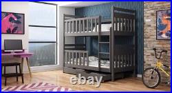 Brand New Modern Wooden Bunk Bed Monika with Storage in Graphite