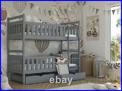 Brand New Modern Wooden Bunk Bed Monika with Storage in Grey Matt