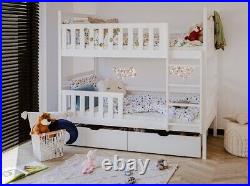 Brand New Modern Wooden Bunk Bed Monika with Storage in White Matt