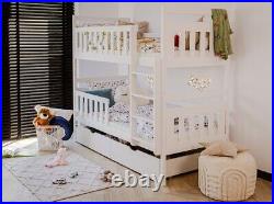 Brand New Modern Wooden Bunk Bed Monika with Storage in White Matt