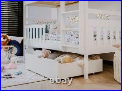 Brand New Modern Wooden Bunk Bed Monika with Storage in White Matt