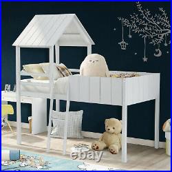Bunk Bed 3FT kids Loft Cabin Bed Children Pine wood HUT Mid Sleeper Frame Single