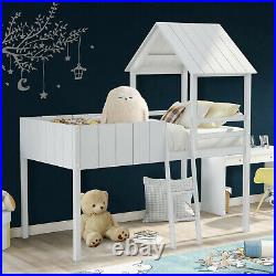 Bunk Bed 3FT kids Loft Cabin Bed Children Pine wood HUT Mid Sleeper Frame Single