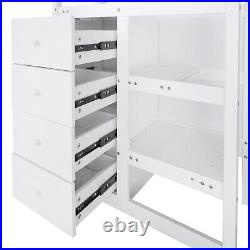 Bunk Bed 3ft Kids High Sleeper Wooden Bed Frame with Trundle and Storage Cabinet