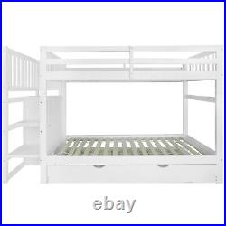 Bunk Bed 3ft Kids High Sleeper Wooden Bed Frame with Trundle and Storage Cabinet