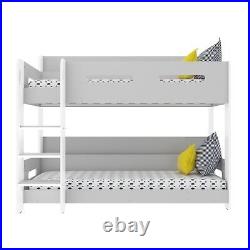 Bunk Bed 3ft Kids Wooden Grey White with Shelves Ladder