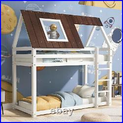 Bunk Bed 3ft Single Wooden Kids Treehouse Bed Solid Pine Wood Bed Frame QU