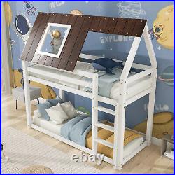 Bunk Bed 3ft Single Wooden Treehouse Bed Cabin Loft Bed Frame Kids High Sleeper