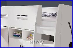 Bunk Bed Cabin Bed Mid Sleeper Cabinet Set with Storage & Desk Wooden Kids