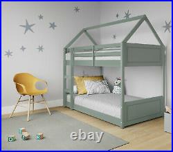 Bunk Bed Cabin Single Mid Sleeper Kids with Desk and Storage Unit Wooden Ladder