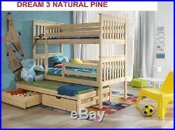 Bunk Bed Childrens Wooden Triple Or Double Sleeper With Storage Mattresses new