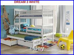Bunk Bed Childrens Wooden Triple Or Double Sleeper With Storage Mattresses new