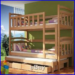 Bunk Bed DAMIAN with Mattresses, Bunk Bed, Storage Container, Pine Wood, New