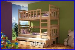 Bunk Bed DAMIAN with Mattresses Storage Drawers Pine Wood