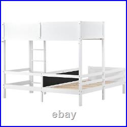Bunk Bed Frame L Shaped Anti-falling Double Bed Kids High Sleeper Blackboard 3FT