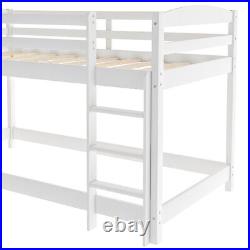 Bunk Bed High Sleeper Solid Wood Frame Slats Childrens Kids Single 3FT White