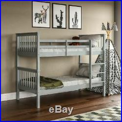 Bunk Bed High Sleeper Solid Wood Frame Slats Ladder Childrens Single 3FT Grey