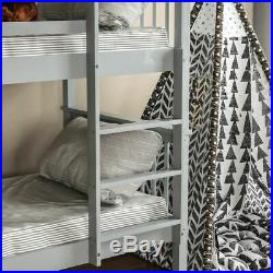 Bunk Bed High Sleeper Solid Wood Frame Slats Ladder Childrens Single 3FT Grey