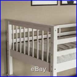 Bunk Bed High Sleeper Solid Wood Frame Slats Ladder Childrens Single 3FT White