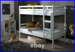 Bunk Bed Kids Childrens Bed White Wooden with Mattress Option