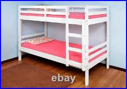 Bunk Bed Kids Childrens Bed White Wooden with Mattress Option