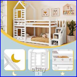 Bunk Bed Kids Toddlers High Sleeper 3FT Single Wooden Bed Frame Solid Pine Wood