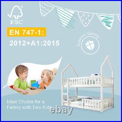 Bunk Bed Kids Twin Sleeper Bed with Ladder Solid Wood Frame 3FT Single Bed White