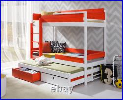 Bunk Bed NATU 3 Mattresses Triple Bed for Kids Bedroom Custom Colours 2FT6