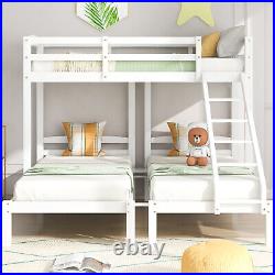 Bunk Bed Single Size Bed Pine Wood Kids Children Bed Frame Triple Sleeper White