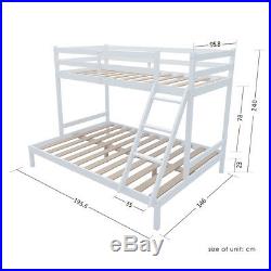Bunk Bed Stable Wood Frame Triple Sleeper White 3ft Single Top 4ft6 Double Base