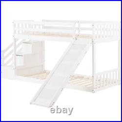 Bunk Bed Stairs Slide 3FT Solid Pine Wood Bed Frame Kids Bed Double Bed 90x190cm