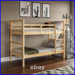 Bunk Bed Triple Sleeper Solid Pine Wood Frame Slats Kids Single Double 3FT 4FT6