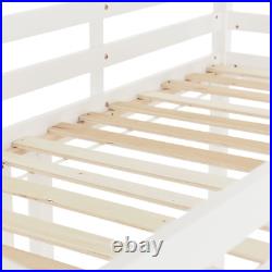 Bunk Bed Triple Sleeper with Ladder Solid Pine Wood Bed Frame for 3 Persons
